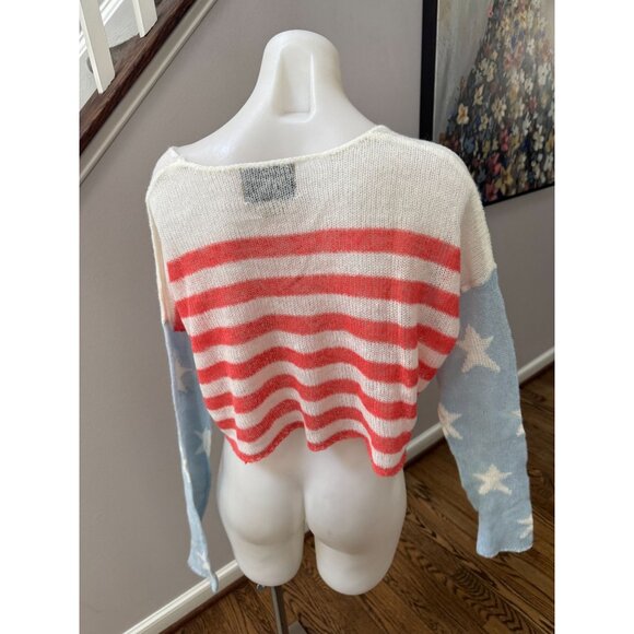 Wildfox White Label USA American Flag Sweater Cropped Size Small - Picture 2 of 2